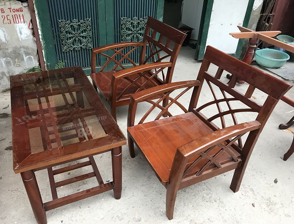 bộ bàn ghế phòng khách gỗ xoan đào 2