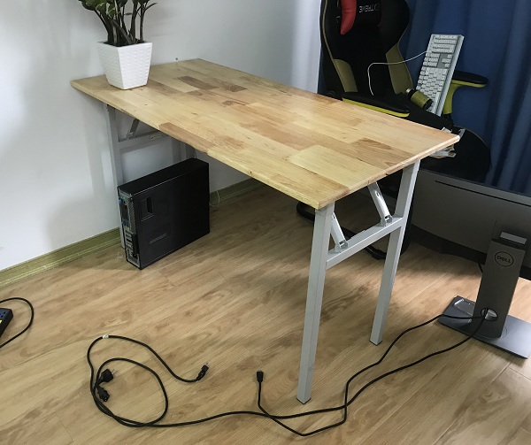 bàn gấp chân sắt mặt gỗ