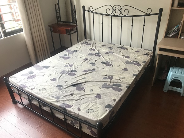 giường mỹ thuật sắt kèm đệm lò xo