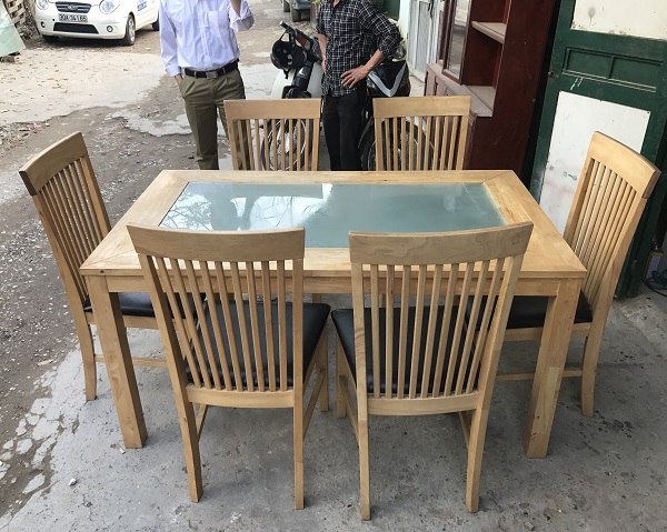 Bộ bàn ăn 6 ghế gỗ cao su _1