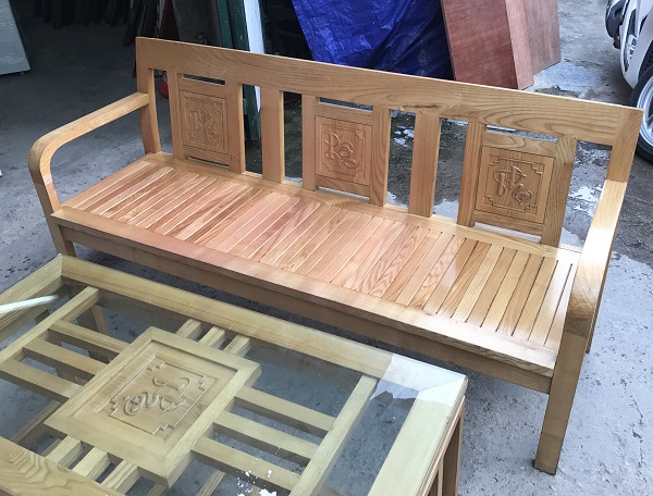 Bộ bàn ghế gỗ sồi nga mới 90%_2