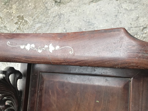 Bộ bàn ghế guột hoa lan tây gỗ gụ ta 5