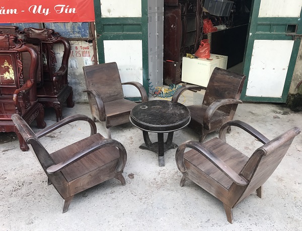 Bộ bàn ghế sa long thùng bao cấp gỗ gụ ta 3