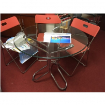 Bàn kính inox xuân hoà đk 80cm kính 12li