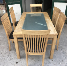 Bộ bàn ăn 6 ghế gỗ cao su kt bàn 145x100cm