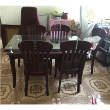 Bộ bàn ăn nhập khẩu gỗ thịt đài loan 6 ghế