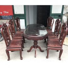 Bộ bàn ghế ăn 6 ghế gỗ gụ kích thước bàn 160x80cm
