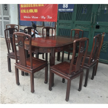 Bộ bàn ghế ăn 8 ghế gỗ gụ ta kt bàn 170x90cm