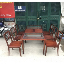 Bộ bàn ghế ăn gỗ xoan đào 6 ghế thanh lý