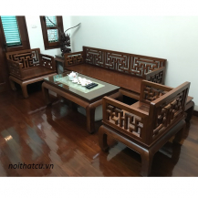 Bộ bàn ghế gỗ hương Lào chữ Vạn 6 món