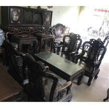 Bộ bàn ghế gỗ mun hoa 8 món