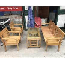 Bộ bàn ghế gỗ sồi nga mới 90%