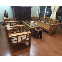 Bộ bàn ghế phòng khách gỗ xoan đào mới 95%