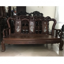 Bộ bàn ghế quốc đào gỗ gụ cột 9 hàng 6 món