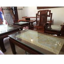 Bộ bàn ghế triện gỗ hương đỏ Lào 6 món