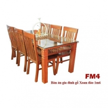 Bộ bàn ghế ăn gỗ xoan đào mới 95%