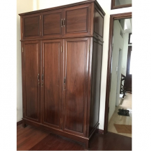 Tủ quần áo gỗ gụ ta 3 cánh đóng hiện đại
